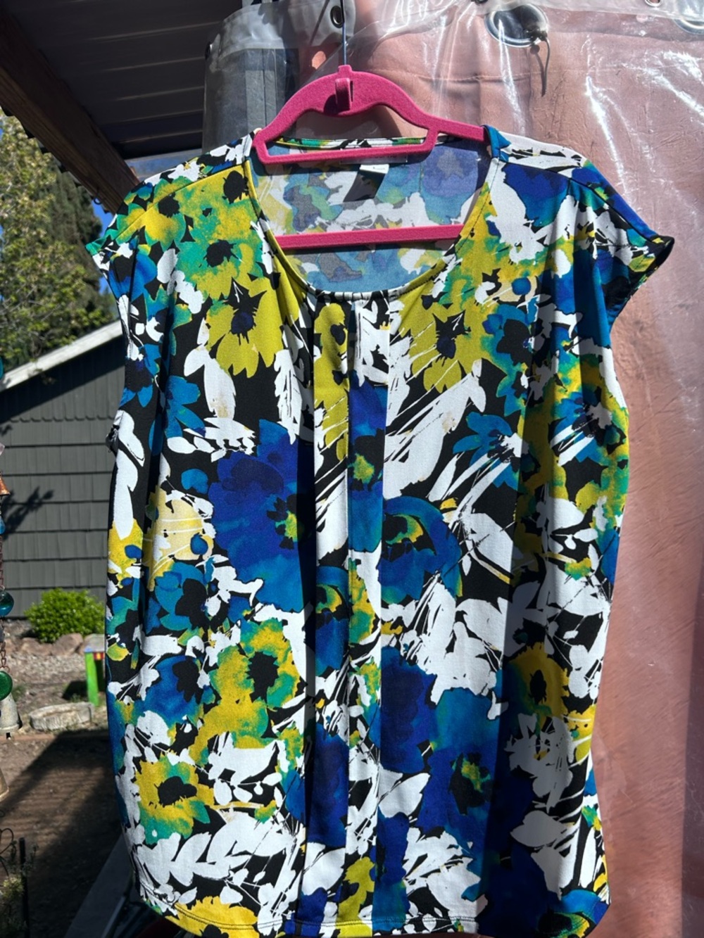 Liz Claiborne Floral Print Cap Sleeve Top sz L